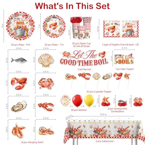 205pcs Seafood Boil Party Supplies-Serves 25, All-in-one Shrimp Boil Party gallery