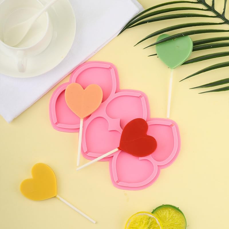 Heart Lollipop Molds 2 PCS 6 Hole Silicone Chocolate Candy With 20 Sticks gallery