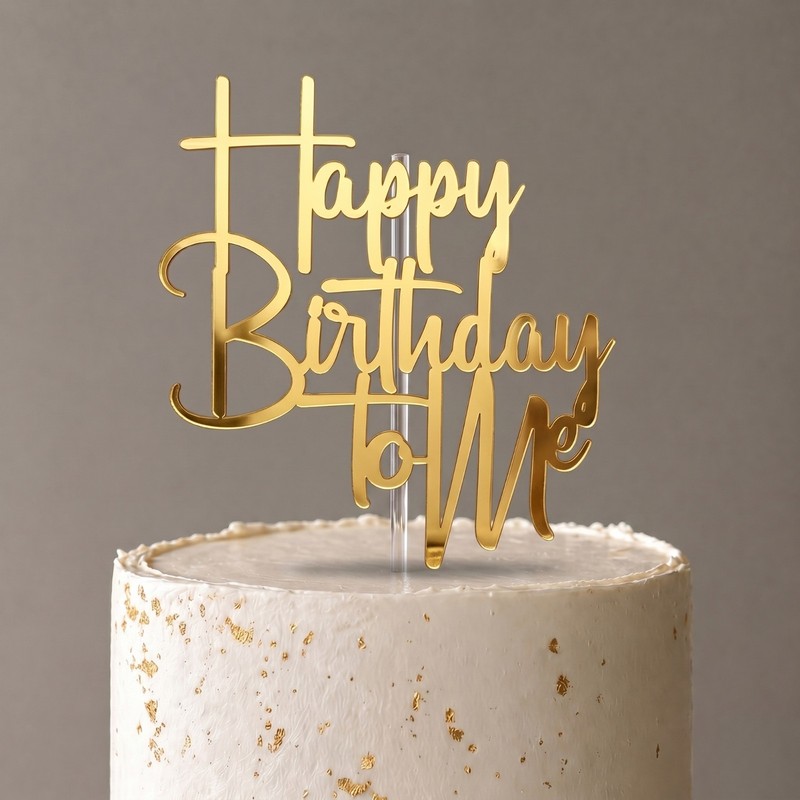 Happy Birthday to Me Cake Topper Acrylic 3mm Thick and Classy – 6″ & 6.67″
