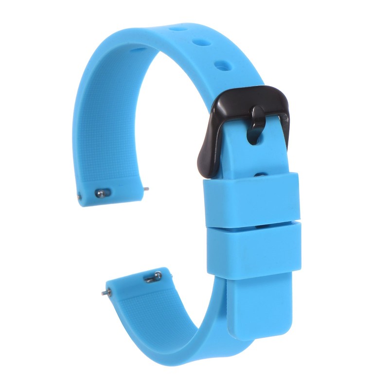 19mm Silicone Watch Strap with Black Buckle and Blue Color