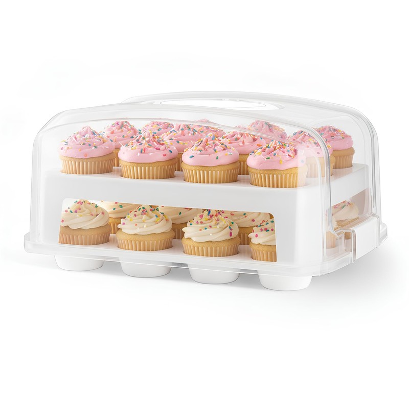EXTRA TALL DOME Cupcake Carrier, White Cupcake Holder Carries 24 Cupcake Stor…