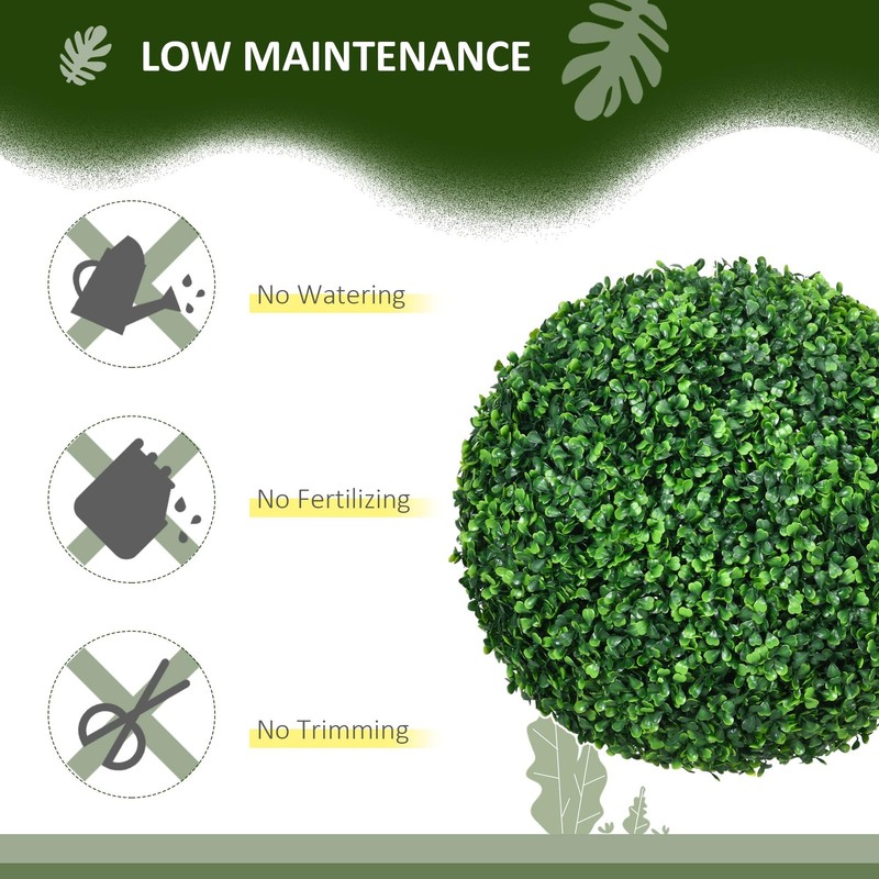 Homcom Artificial Boxwood Topiary Ball Set Of 2 15.7 Inch Faux Plant gallery