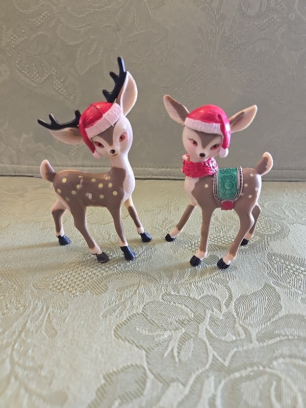 Vintage Reindeer Figures/ Cake Toppers