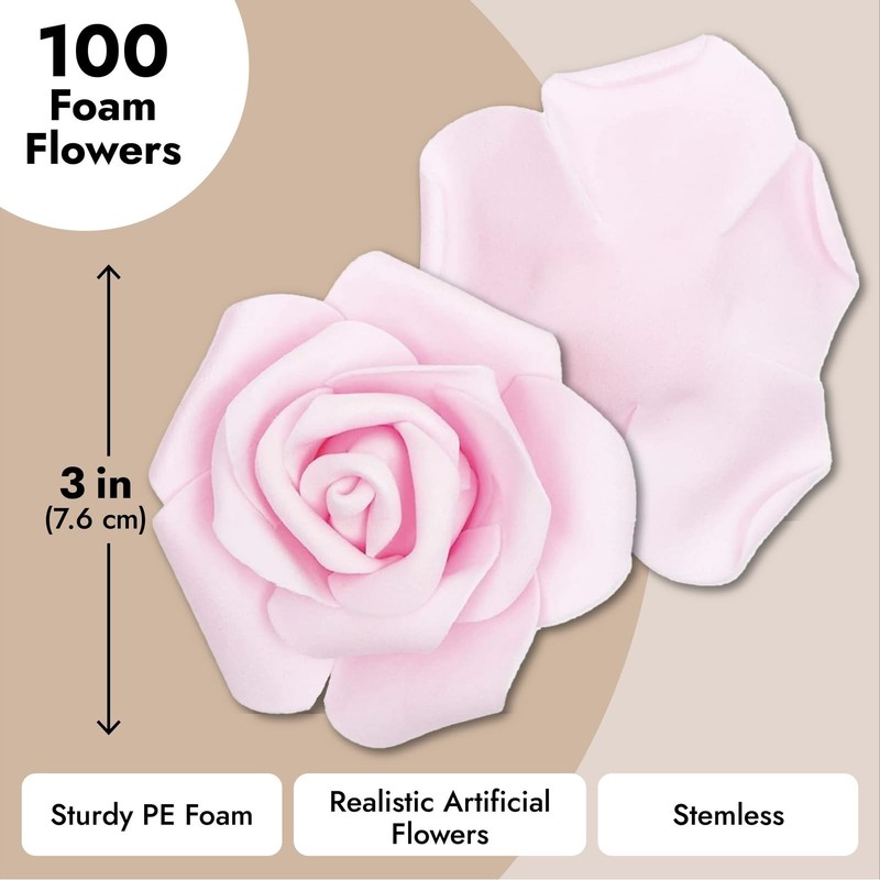 Bright Creations Artificial Flowers Foam Rose Heads - 3 X 1.2 In Mixed Pink gallery
