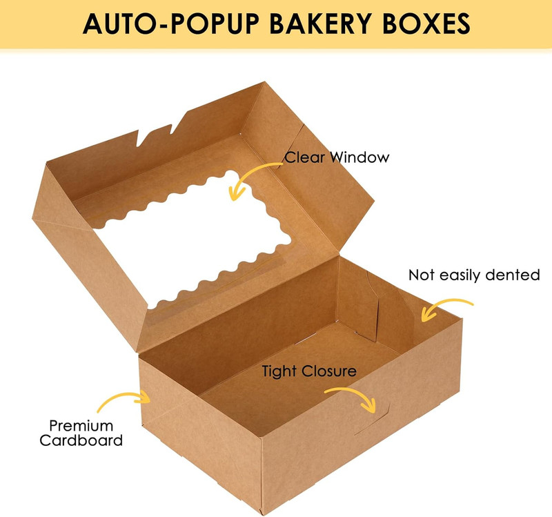 28Pcs Cookie Boxes with Window, 9X6X3 Inch Brown Bakery Boxes Pastry Containers gallery