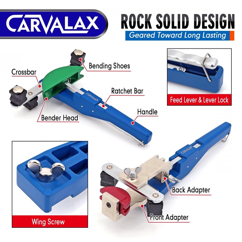Carvalax 90 Ratcheting Tube Bender Kit - 7 Color-Coded Aluminum Heads For 1/4 gallery