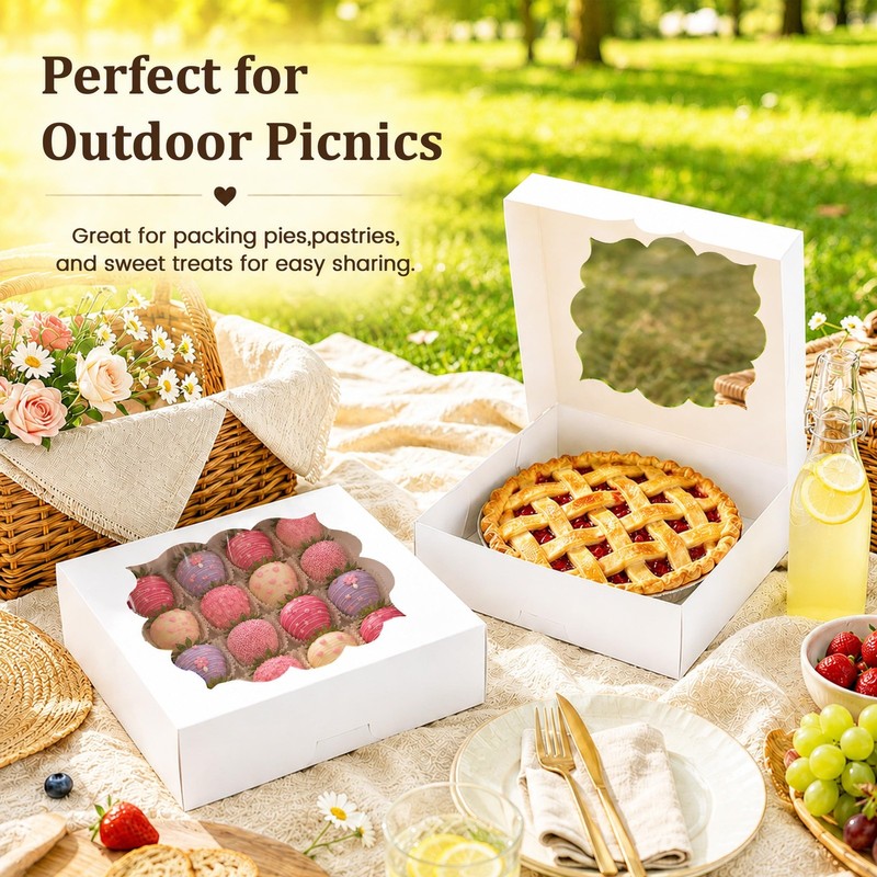 20 Pack Pie Boxes 10x10x3inch Bakery Boxes with Window Dessert Pastry Box for... gallery