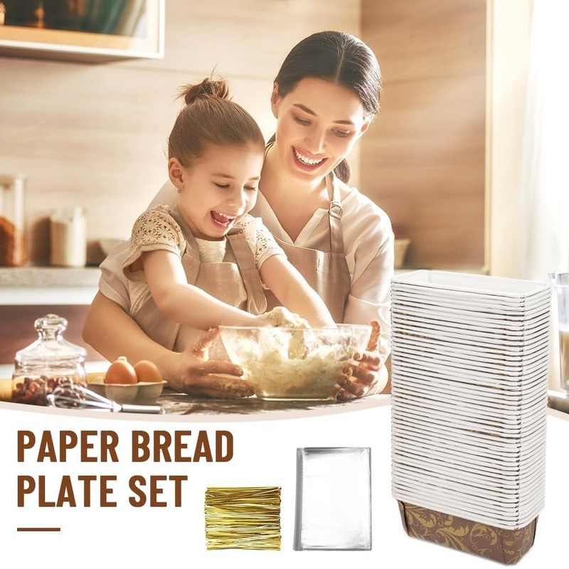 Disposable Loaf Pan Liners 50 Pack Baking Molds W/ Plastic Bags & Ties New gallery