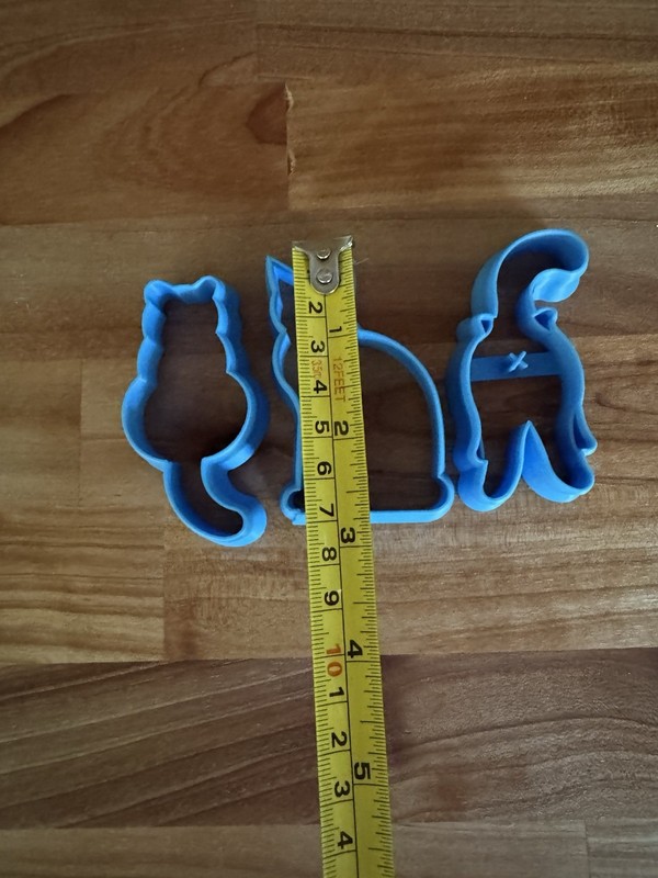 Cat Butt Cookie Cutter And 2 Other Cat Shapes, Lot Of 3 Blue Cutters, 3D printed gallery