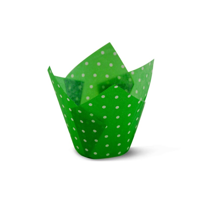 200 PCS Polka Dot Green Tulip Baking Cups Cupcake Liners Muffin Paper Wrap