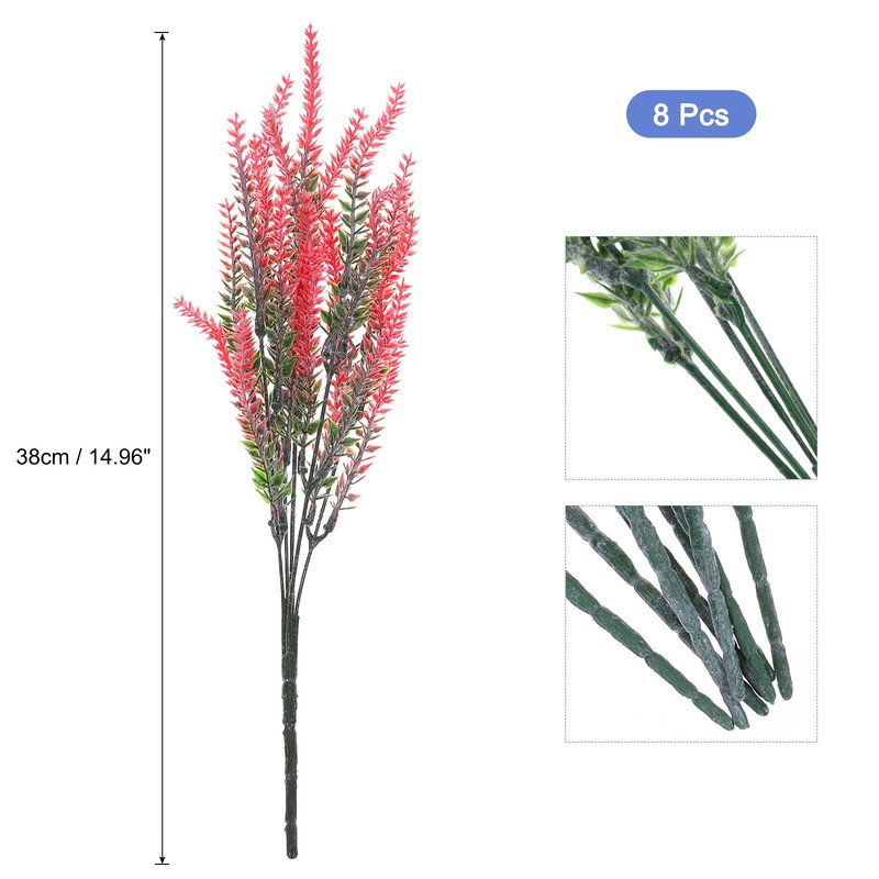 8 Bundles Artificial Lavender Flowers Plastic for Indoor/Outdoor Home Red gallery