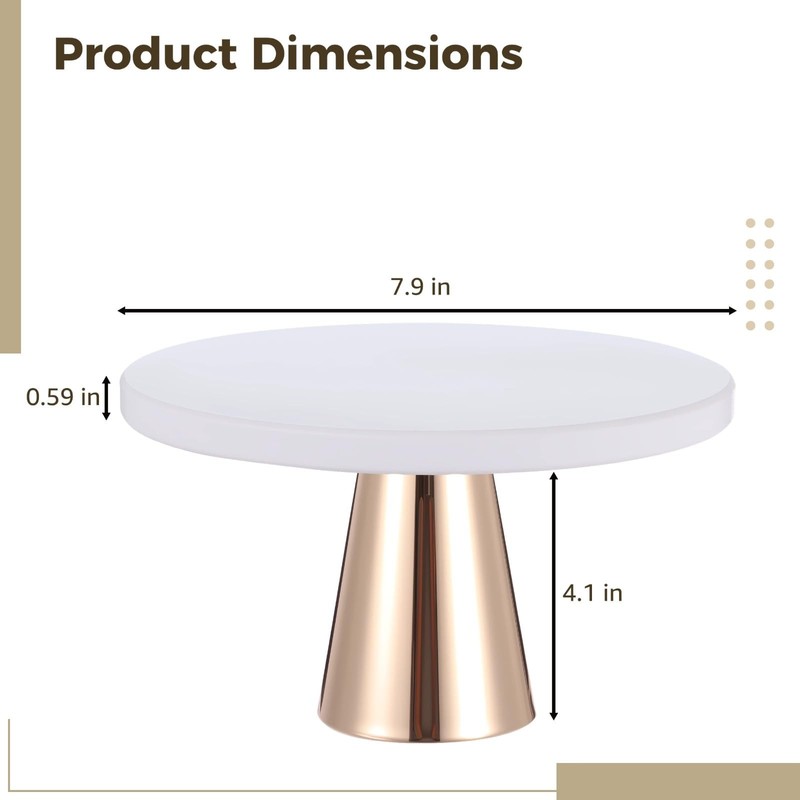 NIMBLOOM Marble Cake Stand, 7.9 inch White and Gold Cake Stand with Metal Bas... gallery
