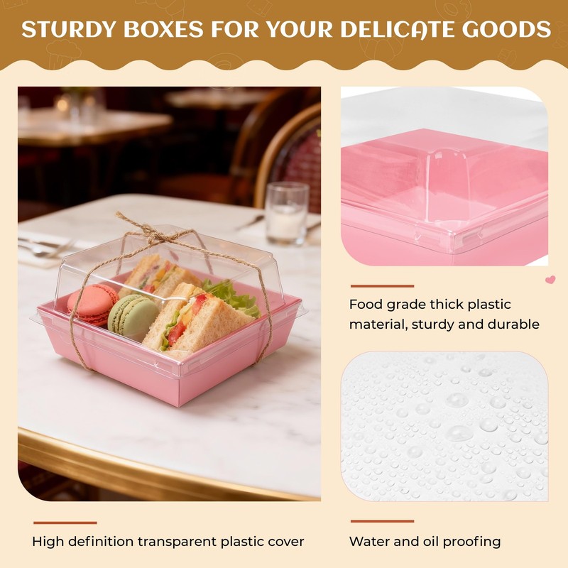 NPLUX Charcuterie Boxes with Clear Lids Mini Bakery Boxes Disposable Treat Bo... gallery