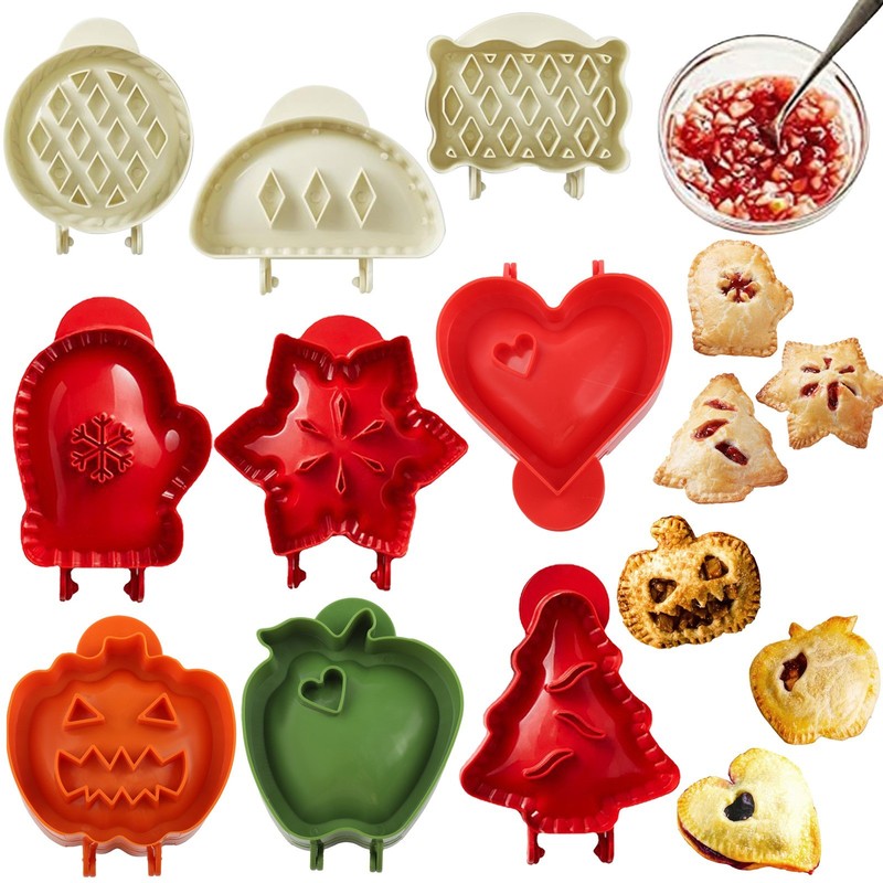 9PCS Mini Hand Pie Molds, Christmas Dough Presser Pocket Pie Molds