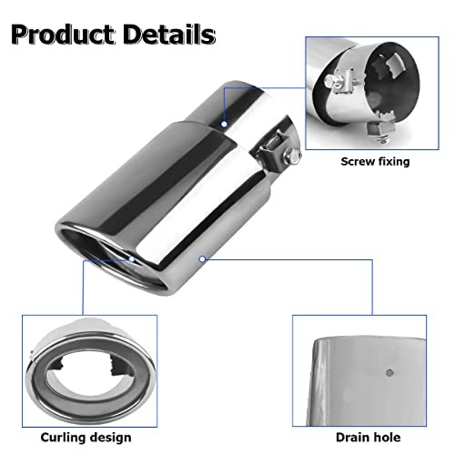 Stainless Steel Car Exhaust Tip, 2.5" to 3.3" Universal Car Silver/A Style gallery