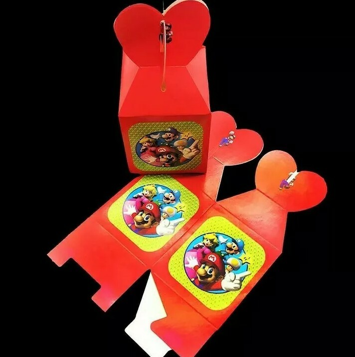 12 Pcs Set, Mario bros goody/Candy Boxes Kids Birthday Party Supplies