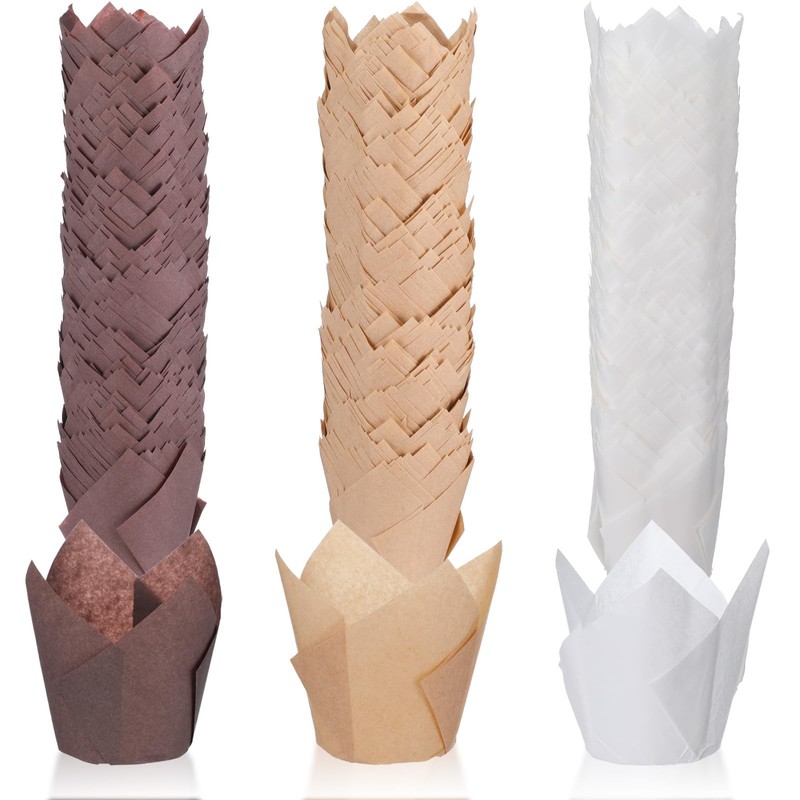 600 Pcs Tulip Cupcake Liners Greaseproof Paper Muffin Baking Cup Wrappers