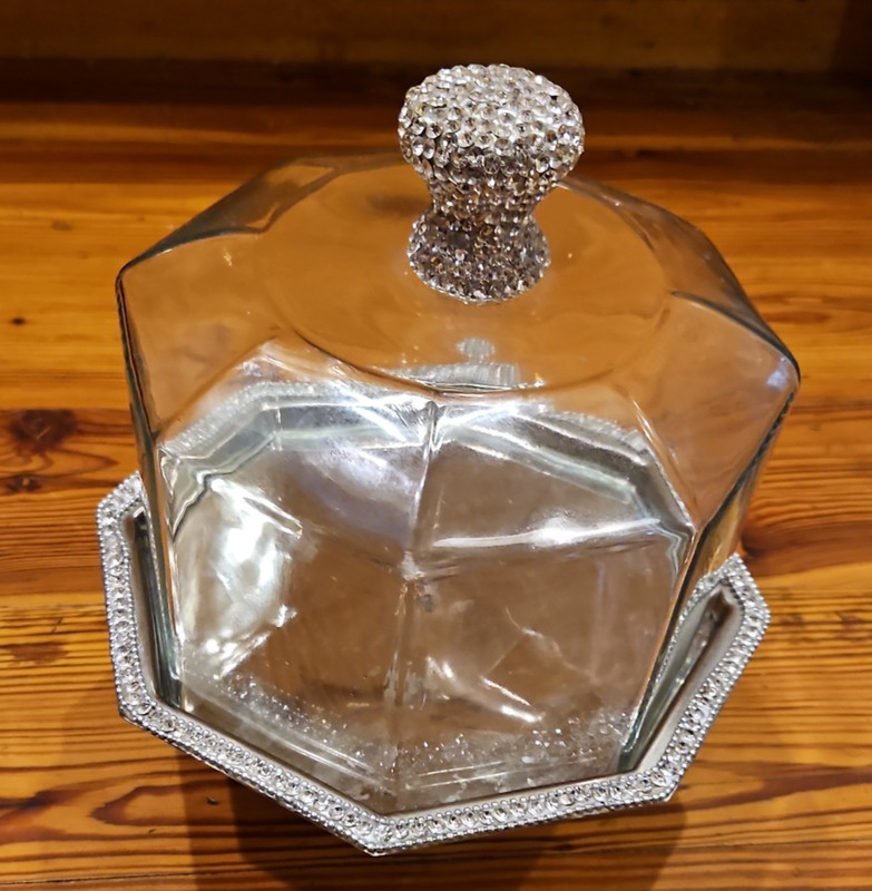 FESTIVE RHINESTONE FOOTED CAKE CHEESE STAND