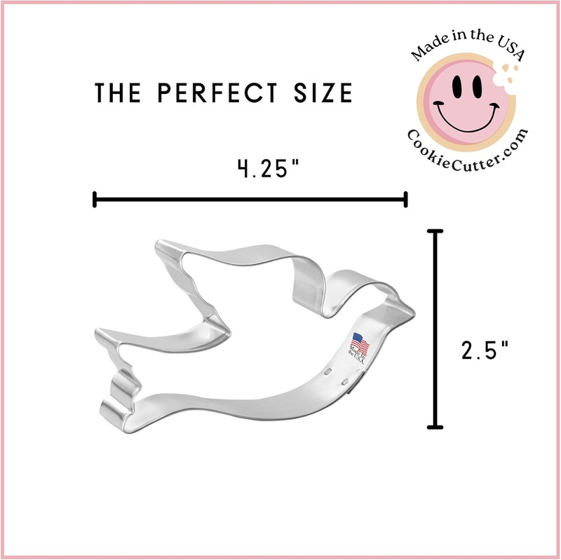 Dove Cookie Cutter 4.25 Inch –Tin Plated Steel Cookie Cutters – Dove Cookie Mold gallery