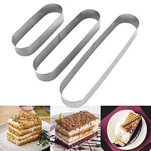 3Pcs Stainless Steel Mini Cookie Cutters Metal Baking Mold Mini Long Oval gallery