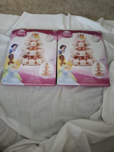 Two WILTON 3 Tier Cupcake Treat Stands Disney Princess W7475 Birthday Party NEW