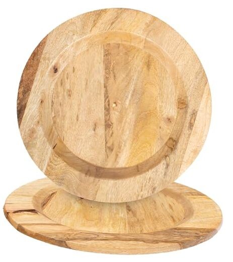 Wooden Serving Platter Set of 2-13″ Handcrafted Serving 13 – inch Walnut Brown