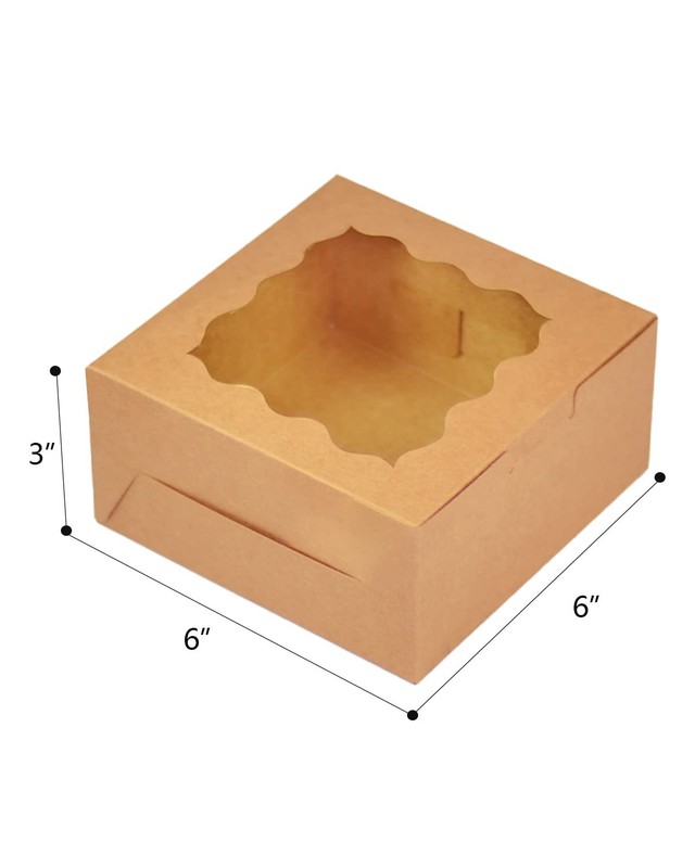 30 PCS Brown 6x6x3 Inch Bakery Treat Boxes Window Thick Sturdy Macaron Cookie gallery
