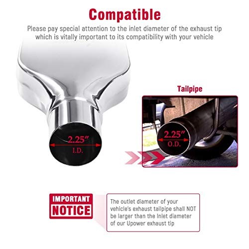 Pack of 2 Exhaust Tip 2.25" Inlet 2" x 6" Outlet 10" Long Rolled Rectangle gallery