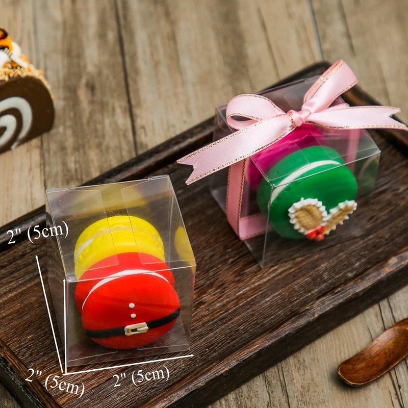 100 Pack 2x2x2 Inch Plasric Clear Macaron Boxes, Treat Boxes, Chocolate Truff... gallery
