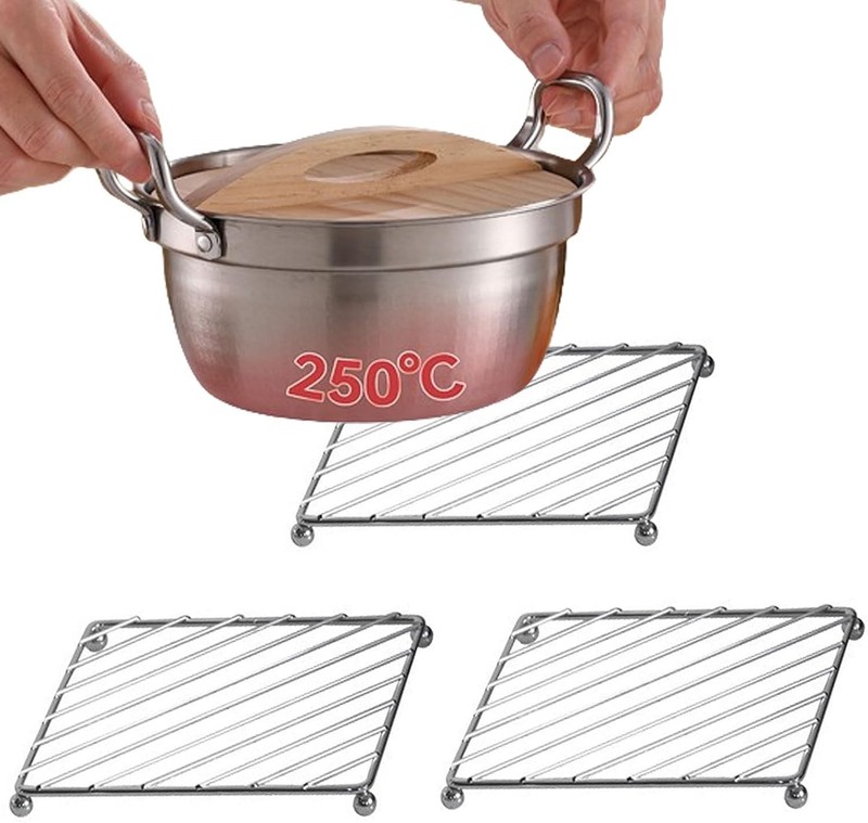 3 Pcs Stainless Steel Trivets Heat Resistant Insulated Hot Pads Table Dish Mat
