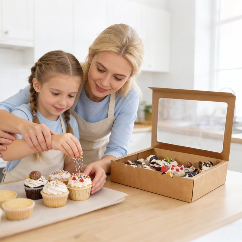 Cupcake Boxes 7 Pack Hold 12 Standard Cupcakes with Window Inserts Bakery Sup... gallery