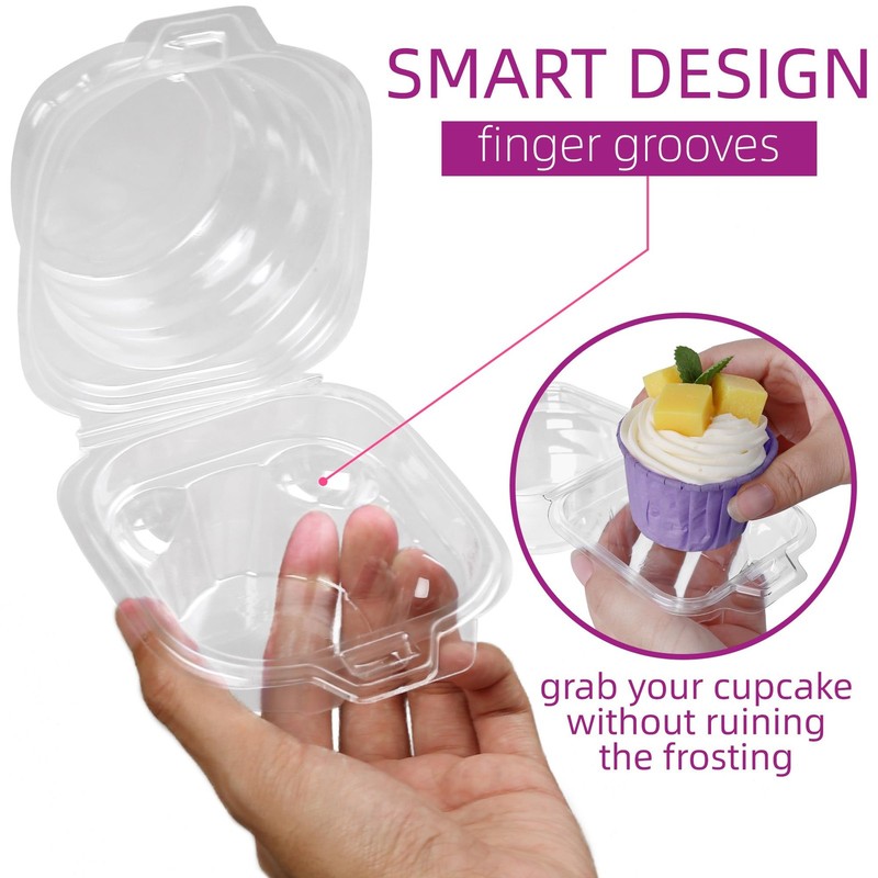 Individual Cupcake Containers, 100 Pcs Plastic Clear Cupcake Boxes, Disposabl... gallery