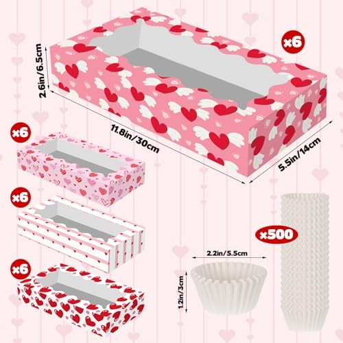CIEOVO 24 Pcs Valentine's Day Treat Boxes with Window Cookies Boxes B-Valentine gallery