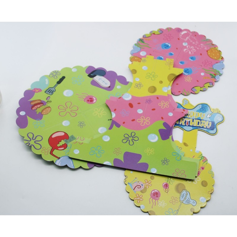 SpongeBob SquarePants 3 Tier Cardboard Cupcake Stand Birthday Green