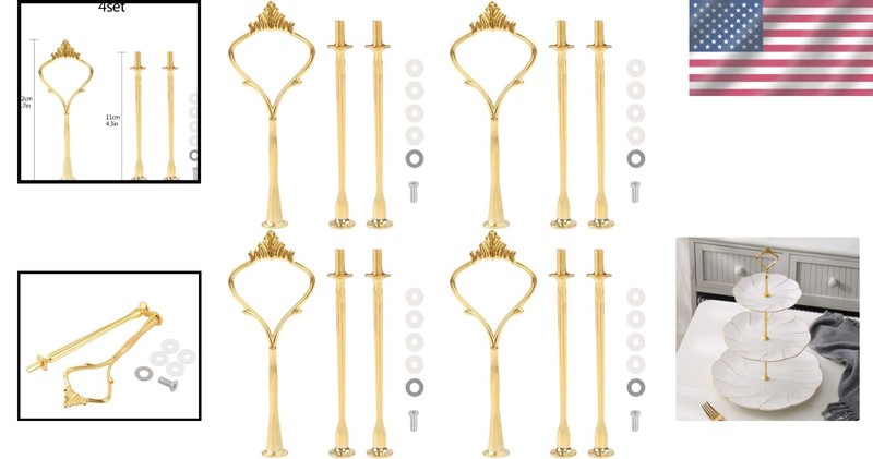 Sturdy & Reusable 3 Tier Cake Stand - 4 Sets with Crown and Sunflower Patterns gallery