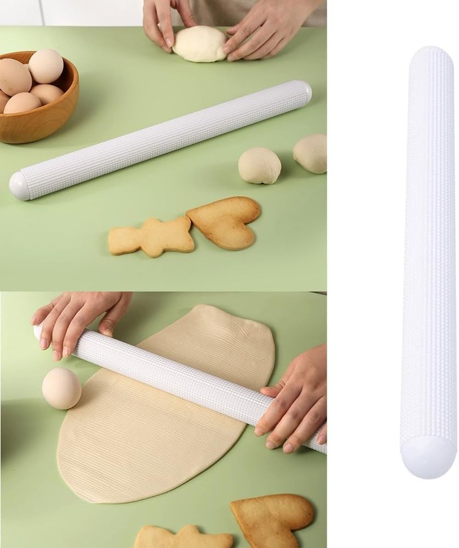2 Pack Plastic Rolling Pin Dough Roller Non Stick Textured Baking Pastry Pizza gallery