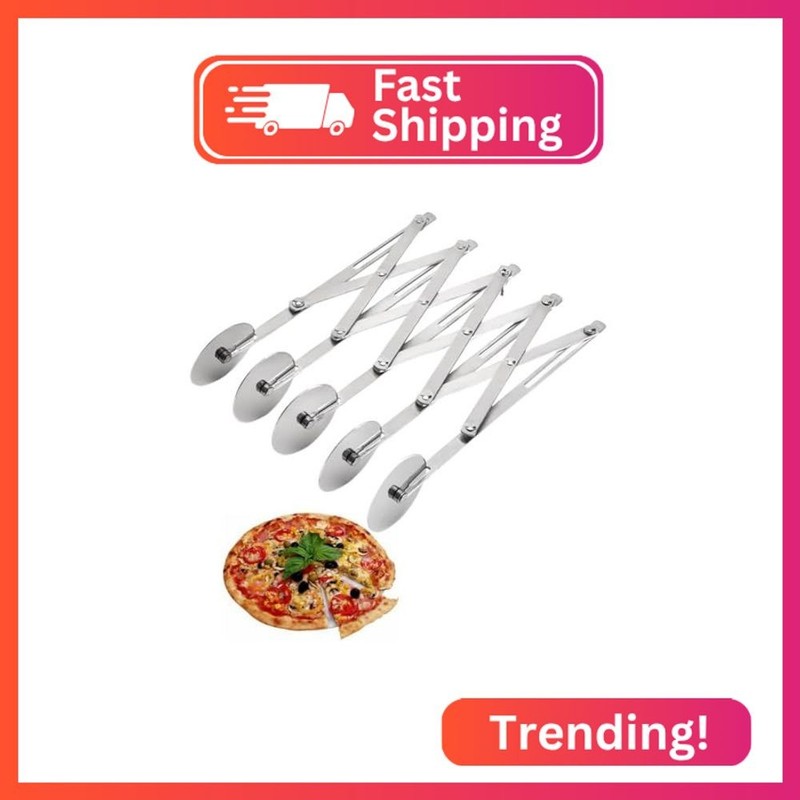 5 Wheel Pastry Cutter Stainless Steel Expandable Pizza Slicer Multi-Round Pastry