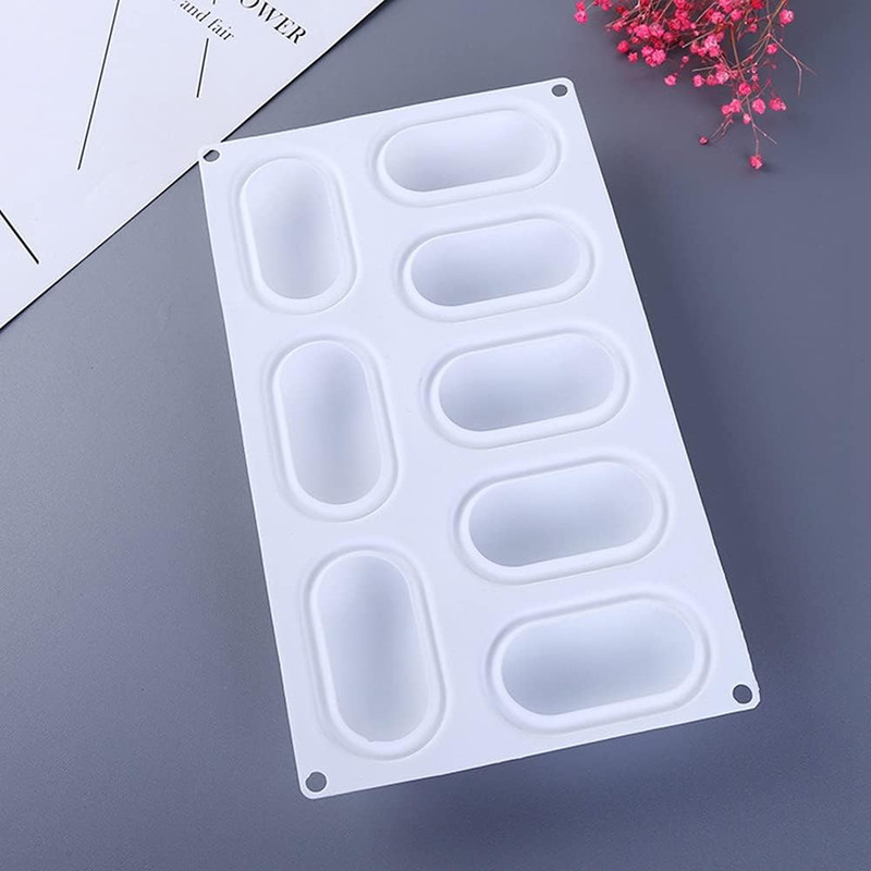 8 Slots 3D Oval Shape Silicone Soap Mould Handmade Jelly Maker Cake Mold Tool gallery