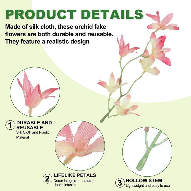 Orchid Fake Flowers 15 Pcs Artificial Flower Hairpin Wedding Decor Colorful pink gallery