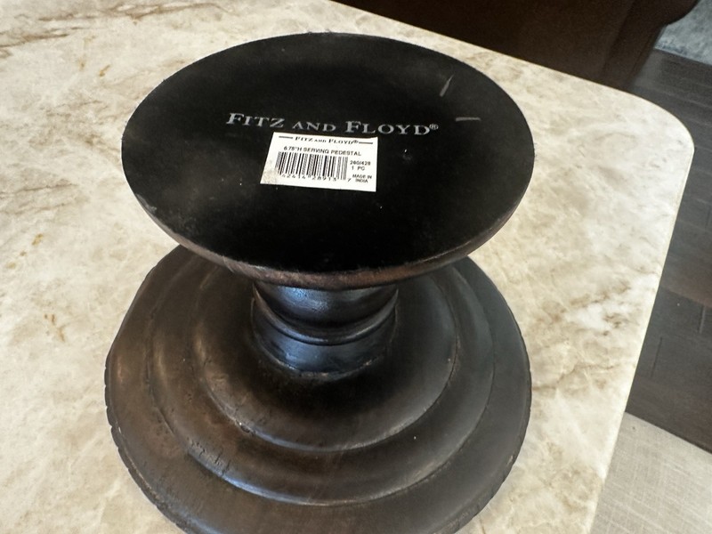 Fitz and Floyd 6.75" H Wood Footed Serving Pedestal/Riser/Plant Holder Many Uses gallery