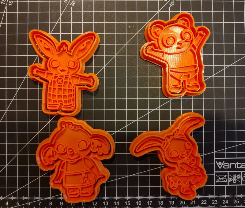Set of 4 Bing Cookie Molds and Friends: Pando, Sula, Coco,