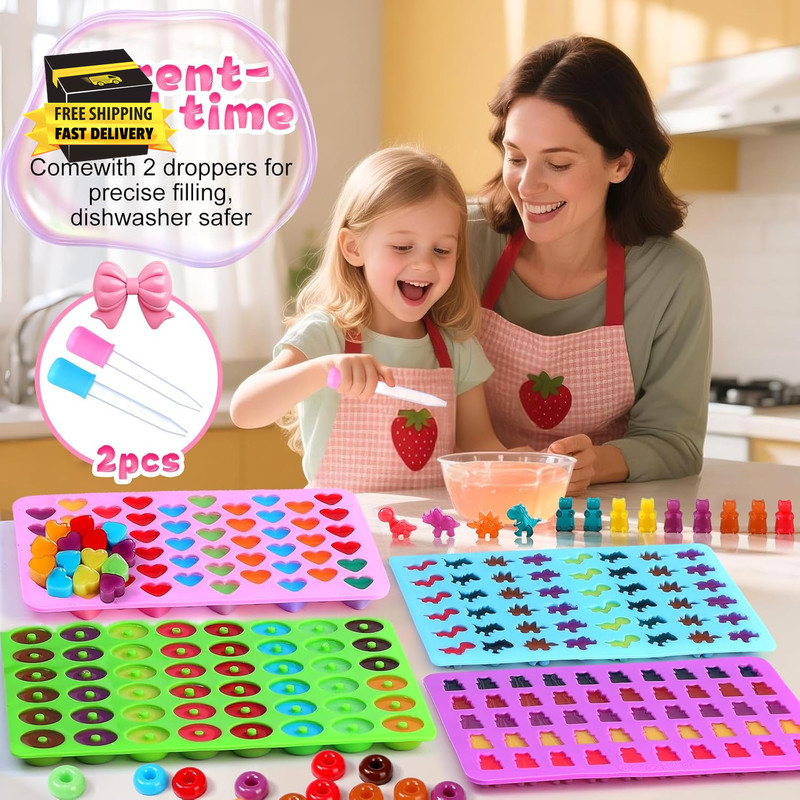Candy Molds Silicone, with 2 Droppers, Non-Stick Silicone Candy Molds Including gallery