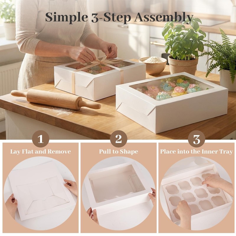 12 Count Cupcake Boxes with Window - 6PCS Pastry Containers for Parties & Bakery gallery