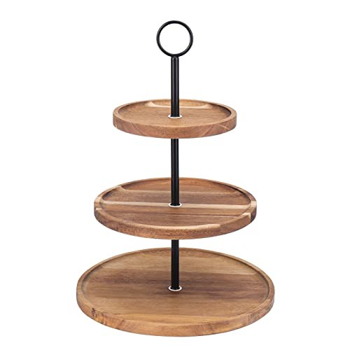 3 Tier Cupcake Stand, Wood Tiered Serving Tray Cupcake Tower, Medium(7”x8“x10") gallery
