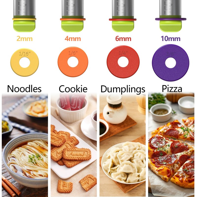 Stainless Steel Rolling Pin with Thickness Rings and Pastry Baking Mat, 13.6"... gallery