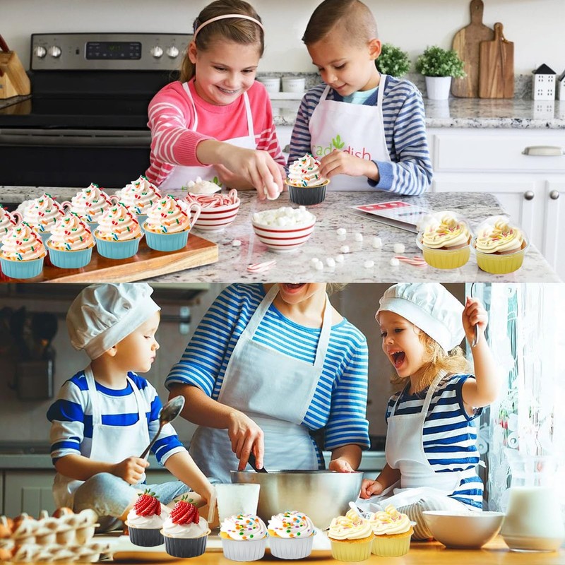 Moldes desechables de papel de aluminio para cupcakes con tapa, 142 g (5 oz) gallery