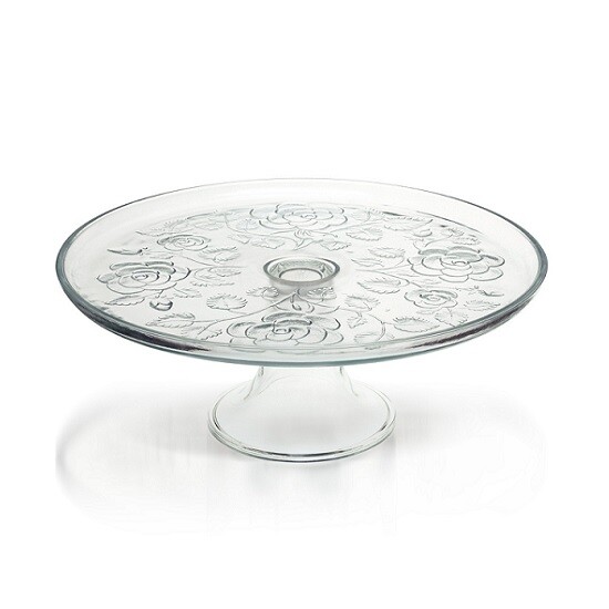 Cake Stand Plate Glass Display Wedding Party 31.5 cm Roses