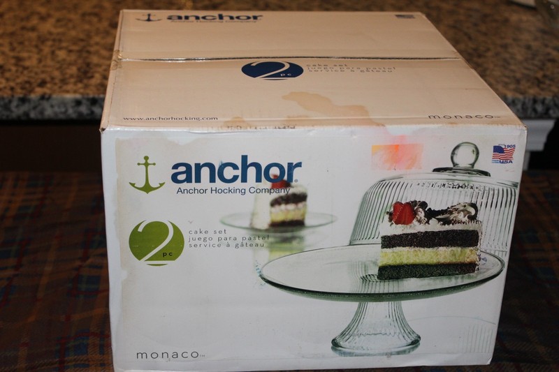 Cake Stand Anchor Hocking W/Dome Pedestel Monaco Doubles as Punch Bowl 2 in 1 gallery