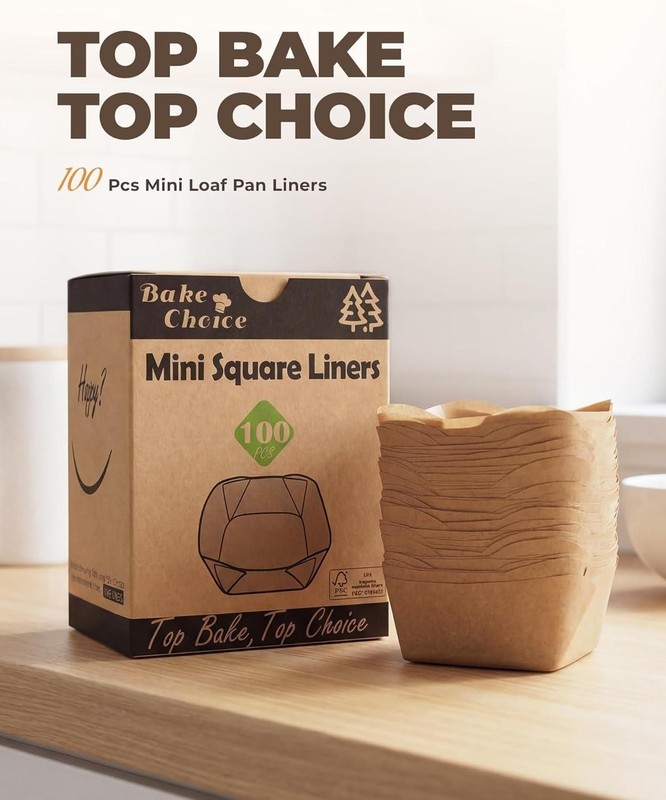 Mini Cupcake Liners Square Parchment Paper Non Stick 100Pcs 2.2x2.2in gallery