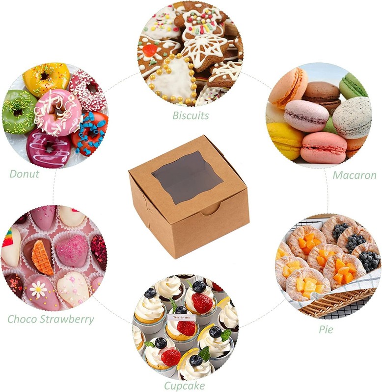 100Pcs Cookie Boxes With Window Small Bakery Boxes 4x4x2.5 Inches Mini Cake B... gallery